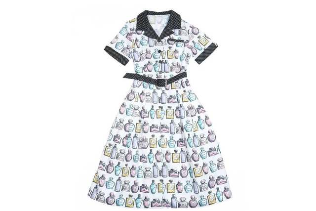 ミルク新作 パフューム カラフル香水瓶 を描いた開襟ワンピースやtシャツ Antenna アンテナ