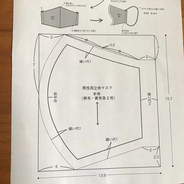 ローソン 手作りマスクの型紙が5 11まで無料印刷できる 手縫いでもできるマスク Antenna アンテナ