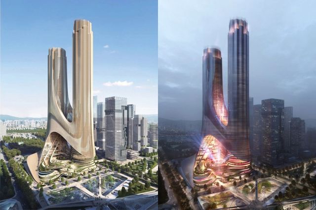 Zaha Hadid Architects が中国 深圳市にそびえる近未来的な高層ビルを設計 Antenna アンテナ