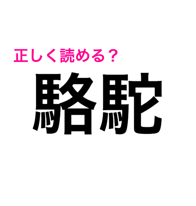 驚きの難しさ どうにもこうにも読めない 駱駝 って一体なに 読めたらスゴい漢字 Antenna アンテナ