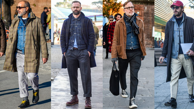 デニムジャケットのインナー使いで冬コーデにアイディアをプラス 着こなし事例を海外ストリートスナップで紹介 Antenna アンテナ