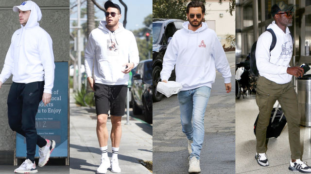 海外セレブたちの白パーカー コーデ集 春の着こなしで参考にしたいメンズスナップをピックアップ Antenna アンテナ