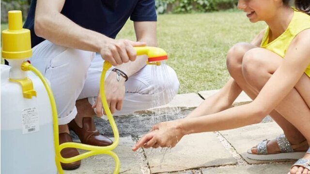 どこでもシャワー アウトドアポンプ は市販のポリタンクに付けるだけ Antenna アンテナ