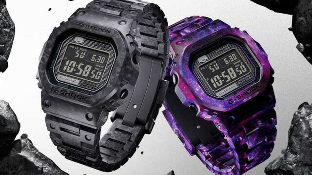 ヘルノ×G-SHOCKのコラボ腕時計、三角格子ラインが浮かび上がるブラック