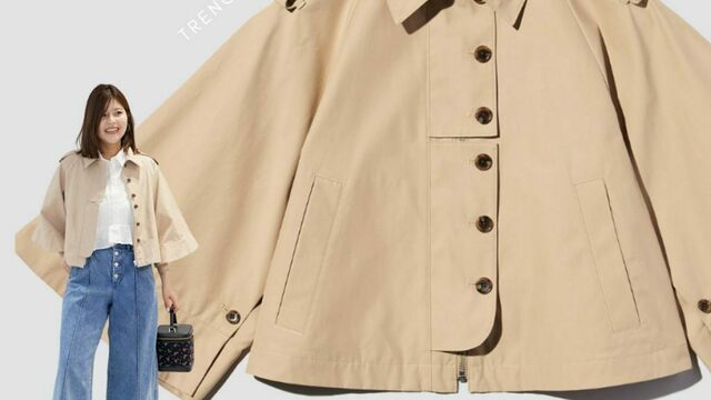新品タグ付き　GU ロク　ショートケープコートLサイズ　ベージュ 完売必至！【GU】注目コラボの「ショートケープコート」は 着る
