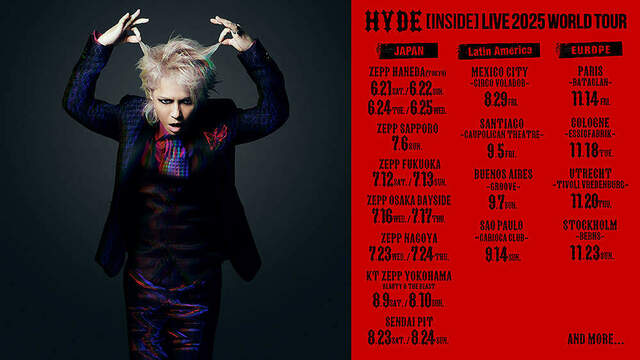 HYDE、＜[INSIDE] LIVE 2025 WORLD TOUR＞国内追加公演決定