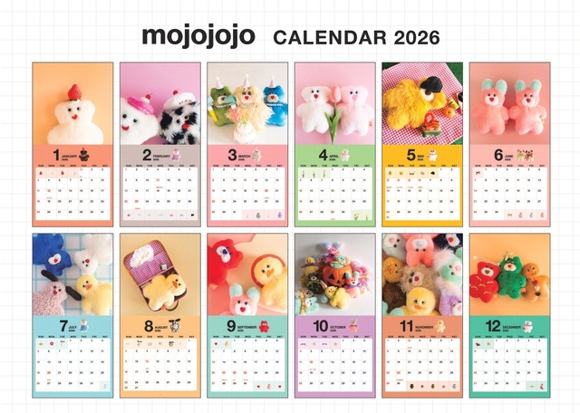 新品　カレンダー　Man 2025 2026 ぬいぐるみ　全種類　全員 かわいいぬいぐるみたちに毎月会える！「mojojojoカレンダー2026