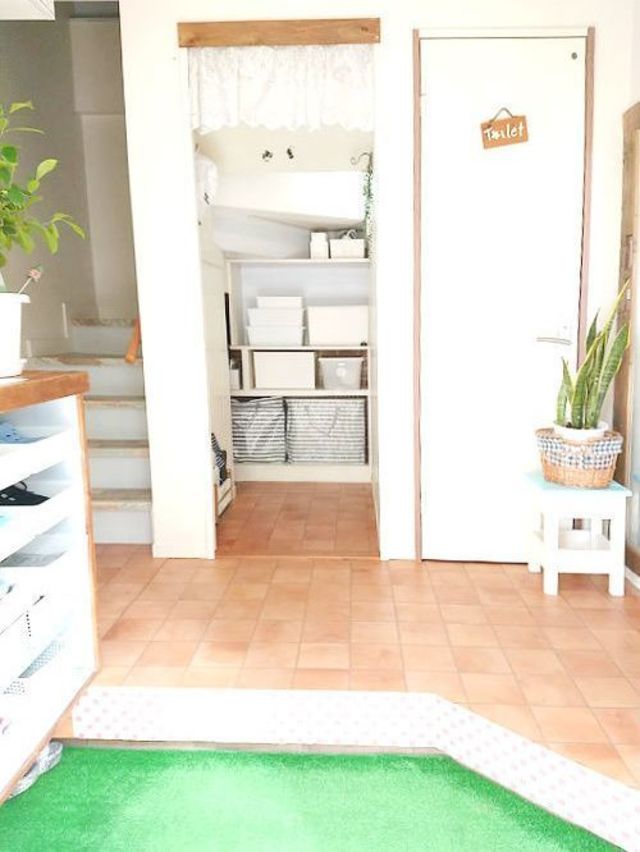 玄関 ダイソーのクッションレンガシート リメイクシートを撤去 Antenna アンテナ