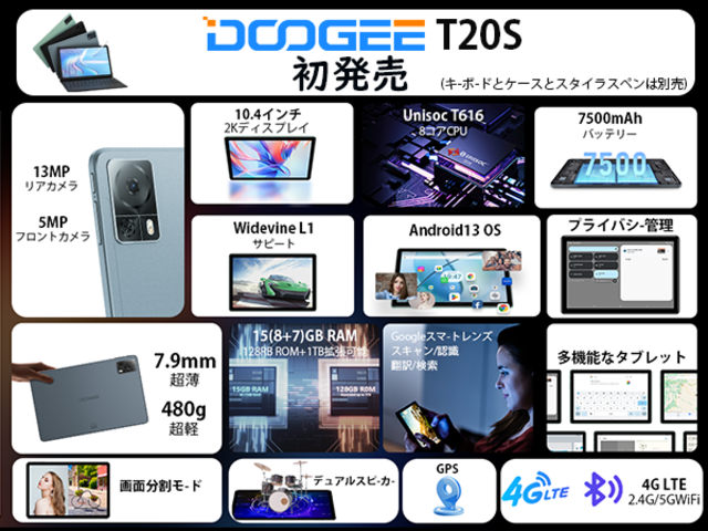 15GB+128GB タブレット 値下げ】DOOGEE「T20S」はAmazonで限定セール